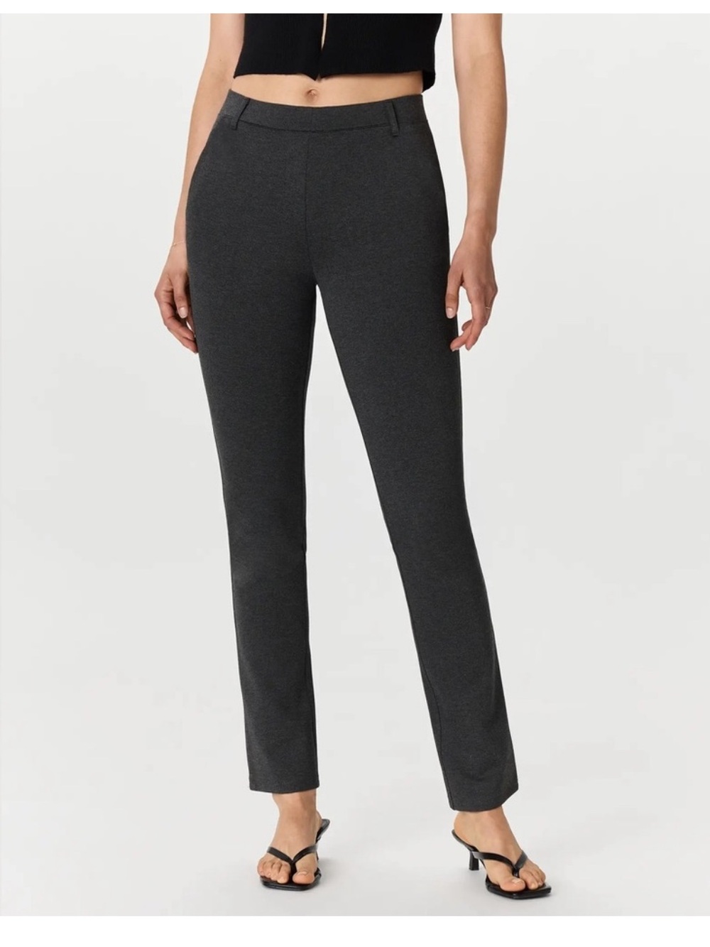 Quince Ultra Stretch Ponte Pintuck Ankle Pant Charcoal Size L